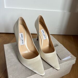 Jimmy Choo Romy 100 Ivory Satin Women's Heels